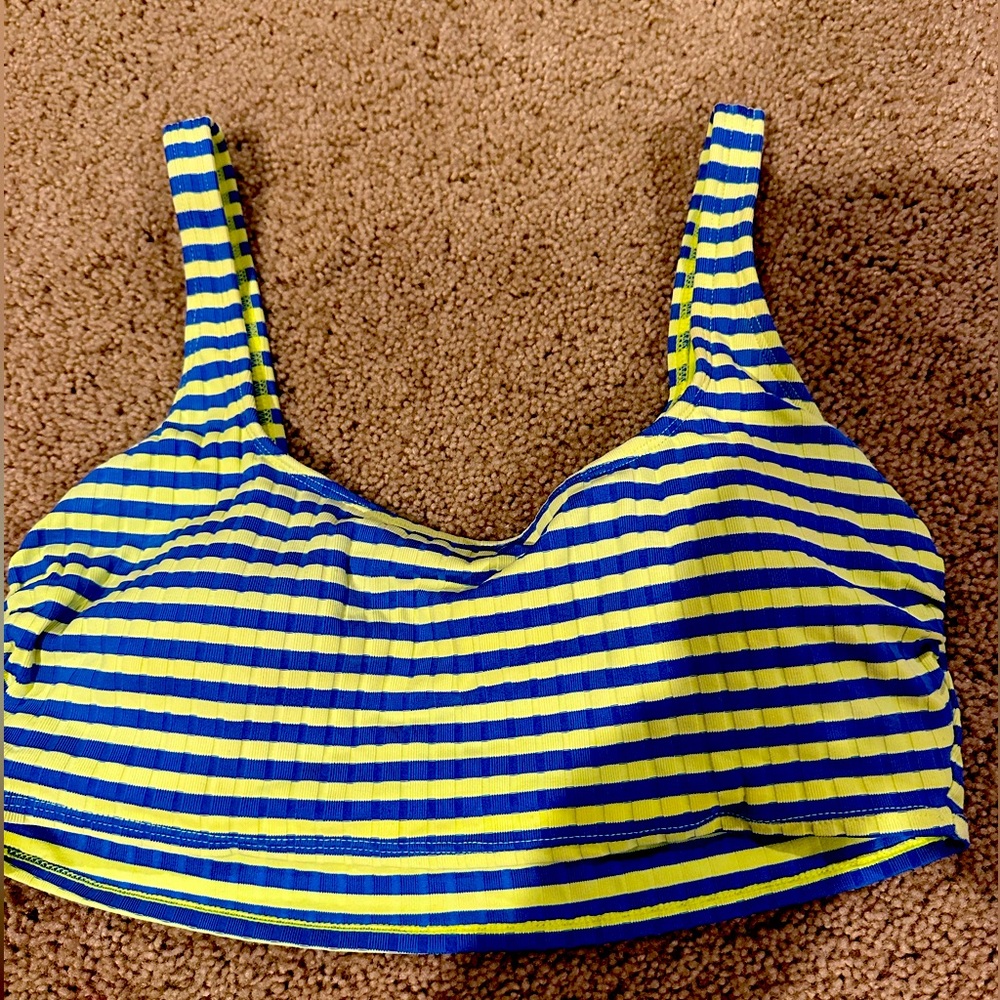 Neon striped bikini top
